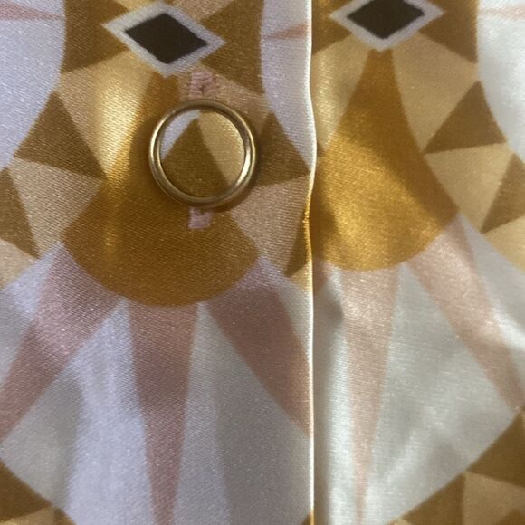 NWT House of Harlow 1960 Womens Neutral Geometric Print Satin Button-Down Blouse - Picture 9 of 10